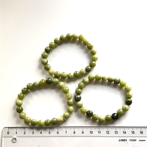Jade Grøn Armbånd 8 mm Perler 18-19 cm